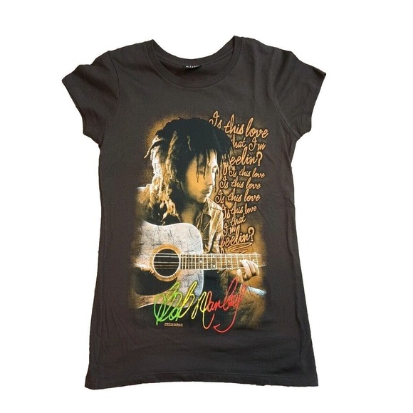 Bob Marley Zion - Is This Love Brown T-Shirt - Women's Small Fitted - Picture 1 of 10